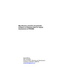 Microfinance and OVC Households: A Report on Baseline Data for Impact Assessment of PRISMA Grace Bahng PhD Candidate