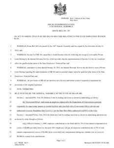 SPONSOR: Rep. J. Johnson & Sen. Ennis Rep. Smyk HOUSE OF REPRESENTATIVES 147th GENERAL ASSEMBLY HOUSE BILL NO. 207