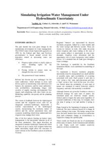 Simulating Irrigation Water Management Under Hydroclimatic Uncertainty