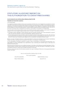 Statutory Auditors’ reports on the resolutions submitted to the Shareholders’ Meeting STATUTORY AUDITORS’ REPORT ON THE AUTHORIZATION TO GRANT FREE SHARES AccorCombined Annual and Extraordinary Meeting of April 