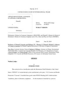 Slip Op[removed]UNITED STATES COURT OF INTERNATIONAL TRADE ____________________________________ : APPLIED BIOSYSTEMS (A DIVISION : OF APPLERA CORPORATION),