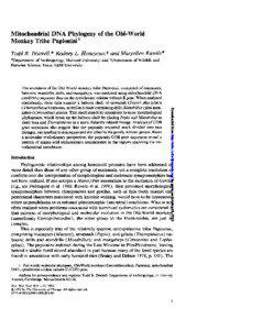 Mitochondrial DNA Phylogeny of the Old-World Monkey Tribe Papionini ’ Todd R. Disotell, * Rodney L. Honeycutt,? and Maryellen Ruvolo*