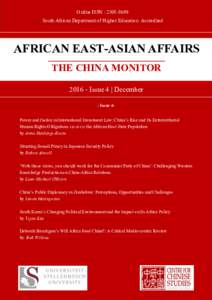 Online ISSN : South African Department of Higher Education Accredited AFRICAN EAST-ASIAN AFFAIRS THE CHINA MONITORIssue 4 | December