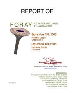 REPORT OF FORAY NEWFOUNDLAND & LABRADOR