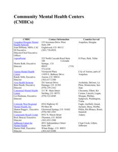 Community Mental Health Centers (CMHCs) CMHC Arapahoe/Douglas Mental Health Network