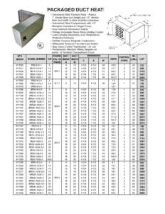 PACKAGED DUCT HEATER • Galvanized Steel Element Rack - Always 1” shorter than duct height and 1/2” shorter than duct width to allow insertion clearance • Galvanized Steel Compartment with 1/2” fiberglass Insula