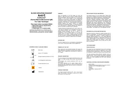 Package Insert - ALBAclone (Alba Bioscience Limited) Anti-c Reagent