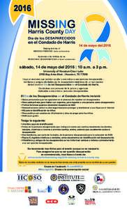 MISSING Harris County DAY Dia de los DESAPARECIDOS en el Condado de Harris Helping families of