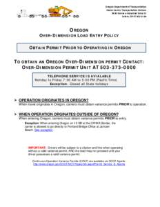 Oregon Department of Transportation Motor Carrier Transportation Division 3930 Fairview Industrial Drive SE Salem, OR[removed]OREGON