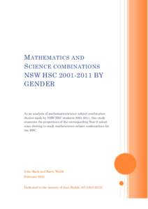 Mathematics and Science combinations NSW HSC[removed]BY GENDER