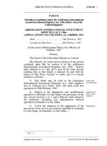 Arbitration (International Investment Disputes) Act, 1966 (Application to Colonies, etc.) Order, 1967