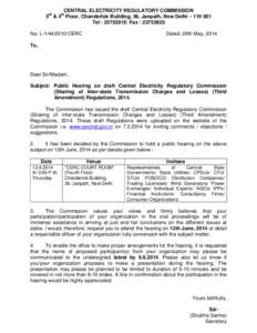 CENTRAL ELECTRICITY REGULATORY COMMISSION 3rd & 4th Floor, Chanderlok Building, 36, Janpath, New Delhi – [removed]Tel : [removed]Fax : [removed]No: L[removed]CERC  Dated: 28th May, 2014