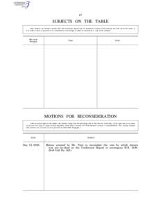 United States Senate / Motions / Cloture / Table / Bill Frist / Standing Rules of the United States Senate /  Rule XIII / Parliamentary procedure / Motions that bring a question again before the assembly / Reconsideration of a motion