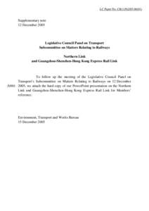 LC Paper No. CB[removed])  Supplementary note 12 December[removed]Legislative Council Panel on Transport