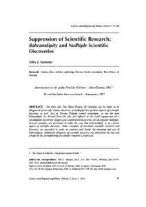 Science and Engineering Ethics[removed], [removed]Suppression of Scientific Research: