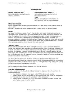 Health Education: An Integrated Approach  NC Department of Public Instruction and The North Carolina School Health Training Center  Kindergarten