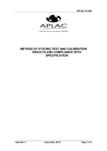 APLAC TC 004  METHOD OF STATING TEST AND CALIBRATION RESULTS AND COMPLIANCE WITH SPECIFICATION