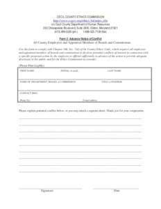 CECIL COUNTY ETHICS COMMISSION http://www.ccgov.org/ethics_bd/index.cfm c/o Cecil County Department of Human Resources 200 Chesapeake Boulevard, Suite 2800, Elkton, Maryland[removed]5250 (ph[removed] (fax