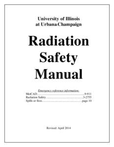 University of Illinois at Urbana•Champaign Radiation Safety Manual