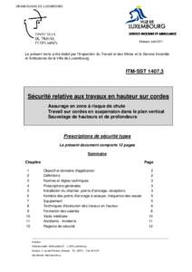 GRAND-DUCHE DE LUXEMBOURG  Strassen, août 2011 Le présent texte a été établi par l’Inspection du Travail et des Mines et le Service Incendie et Ambulance de la Ville de Luxembourg.