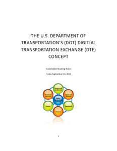 THE U.S. DEPARTMENT OF TRANSPORTATION’S (DOT) DIGITIAL TRANSPORTATION EXCHANGE (DTE) CONCEPT Stakeholder Meeting Notes Friday September 16, 2011