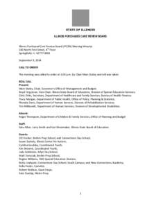 Illinois Purchased Care Review Board Meeting Minutes, September 9, 2014