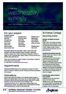 11 JUNEwednesday weekly NEWS, INFORMATION, EVENTS for the Anglican Church Southern Queensland community