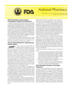 National Pharmacy Co  (Applicability of the contents of articles in the National Pharmacy Compliance Ne and can only be ascertained by examining the law  DEA Reschedules Hydrocodone