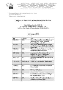 Directorate-General for External Policies of the Union Directorate for Regions Euromed and Middle East Unit Delegation for Relations with the Palestinian Legislative Council Chair: Ms Emer Costello (S&D, IE)