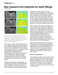 New research into materials for tooth fillings