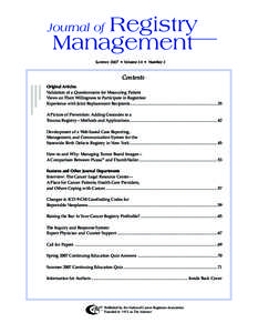 Registry  Management Journal of Summer 2007  •  Volume 34  •  Number 2