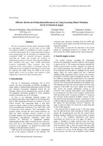 Proc. Int’l. Conf. on Dublin Core and Metadata Applications[removed]Invited Paper Effective Retrieval of Educational Resources by Using Learning Object Metadata for K-12 Schools in Japan