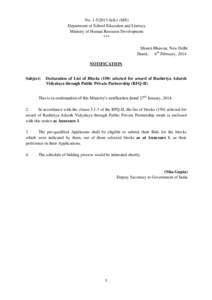 No[removed]Sch.1 (MS) Department of School Education and Literacy Ministry of Human Resource Development *** Shastri Bhawan, New Delhi Dated,