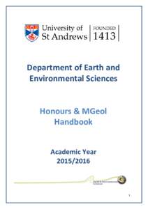 Department of Earth and Environmental Sciences Honours & MGeol Handbook Academic Year