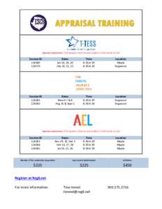 Important Information: TTESS Appraisers MUST be both certified in TTESS and AEL (or ILD)  Session ID