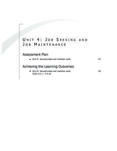 UNIT 4: JOB SEEKING JOB MAINTENANCE Assessment Plan I  GLO K: Secure/create and maintain work.