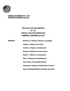 AGENDA DOCUMENT NO[removed]APPROVED JANUARY 20, 2011 MINUTES OF AN OPEN MEETING  OF THE