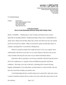 H1N1 UPDATE Cheshire Medical Center/Dartmouth-Hitchcock Keene Greater Monadnock Public Health Network[removed]Court Street Keene, NH[removed]5400