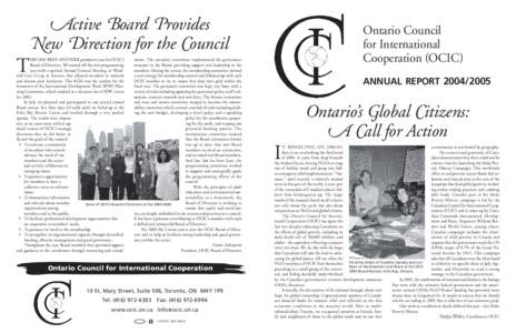 ctive oard rovides ew irection for the ouncil Ontario Council for International Cooperation (OCIC )