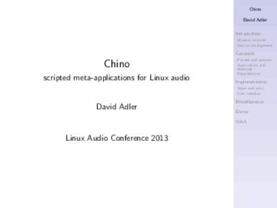 Chino David Adler Introduction Modular sessions Session management