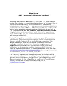 Final Draft – Photovoltaic Solar System Guideline