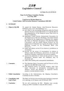 立法會 Legislative Council LC Paper No. LS[removed]Paper for the House Committee Meeting on 23 May 2003 Legal Service Division Report on
