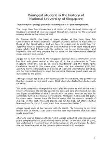 Academia / Higher education / Abigail Sin / National University of Singapore / Geography of Singapore