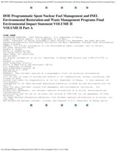 EIS-0203F; DOE Programmatic Spent Nuclear Fuel Management and INEL Environmental Restoration and Waste Management Programs Final Environmental Impact Statement