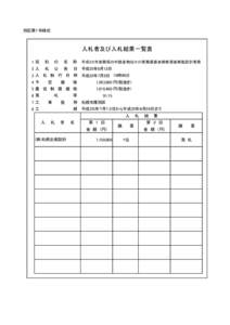 別記第１号様式  入札者及び入札結果一覧表 1契  約