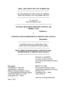 Natural Resources Defense Council v. E.P.A., C.A.D.C., decided January04, 2013 (NO[removed]and consolidated cases)  Final Brief of Respondent[removed])