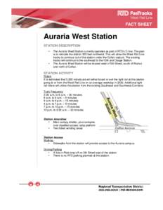 FACT SHEET  Auraria West Station STATION DESCRIPTION •