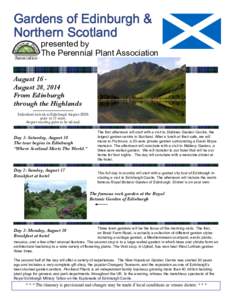 GARDENS OF SCOTLAND  A JOURNEY TO SELECTED GARDENS AND PERENNIAL NURSERIES IN THE LAND OF KILTS, CASTLES AND WHISKY  PERENNIAL PLANT ASSOCIATION