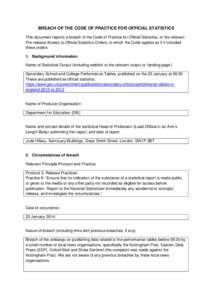 DfE Secondary School and College Performance Tables