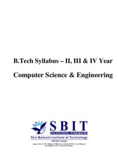 B.Tech Syllabus – II, III & IV Year  Computer Science & Engineering (Approved by AICTE, Ministry of HRD, Govt of India & DTE, Govt of Haryana and Affiliated to M. D. University, Rohtak)